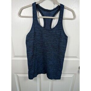Lululemon Swiftly Tech Racerback Tank Top Blue Black Space Dye Heathered Size 8